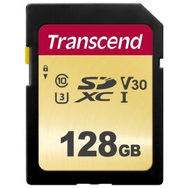 Карта памяти SDXC Transcend 500S, 128 Гб, UHS-I Class U3 V30, чтение: до 95Мб/с, запись: до 65Мб/с 