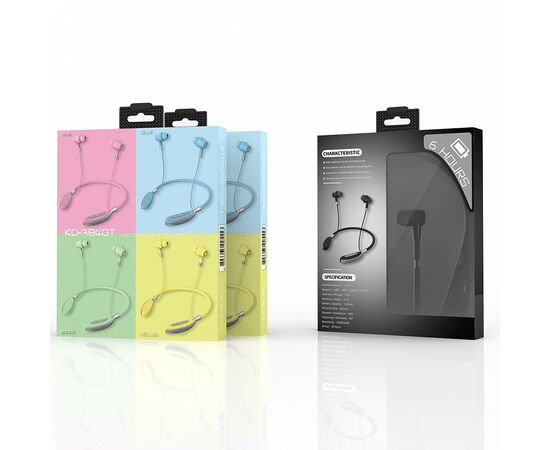  KADUM KD-384BT Голубые наушники - гарнитура (bluetooth)					 